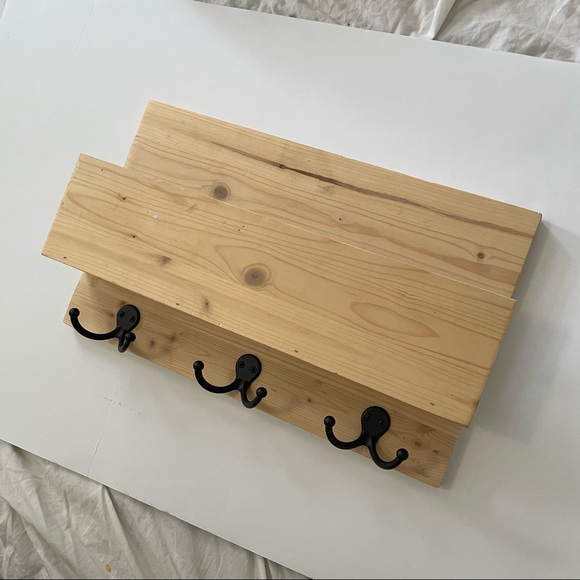 Montessori Natural Hardwood Entryway Shelf with Hooks - Picture 7 of 12